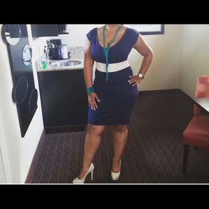 Navy and cream dress